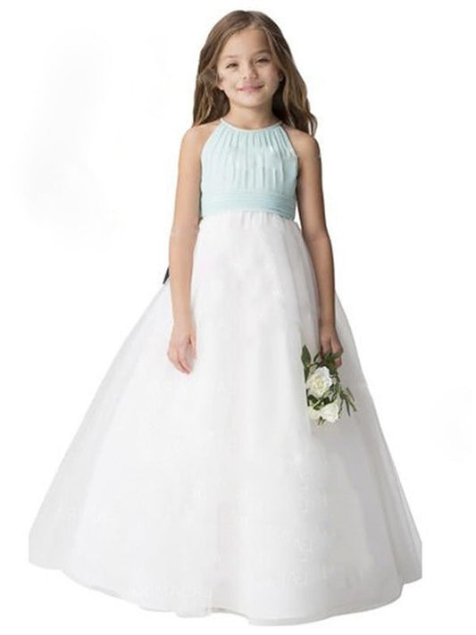 A-Line/Princess Sleeveless Scoop Ruffles Tulle Floor-Length Flower Girl Dresses DEP0007844