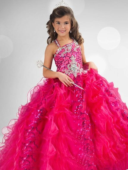 Ball Gown Straps Sequin Sleeveless Long Organza Flower Girl Dresses DEP0007700