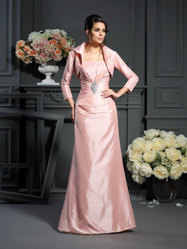 A-Line/Princess Strapless Pleats Sleeveless Long Taffeta Mother of the Bride Dresses DEP0007370