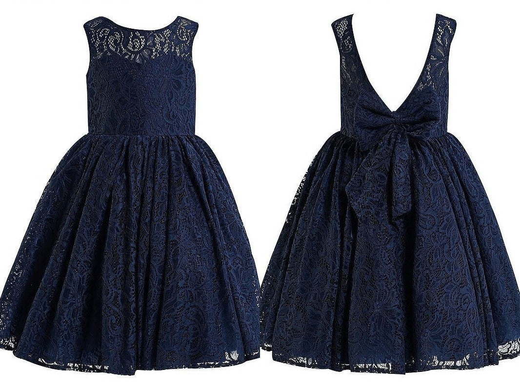 A-line/Princess Scoop Sleeveless Lace Tea-Length Flower Girl Dresses DEP0007683