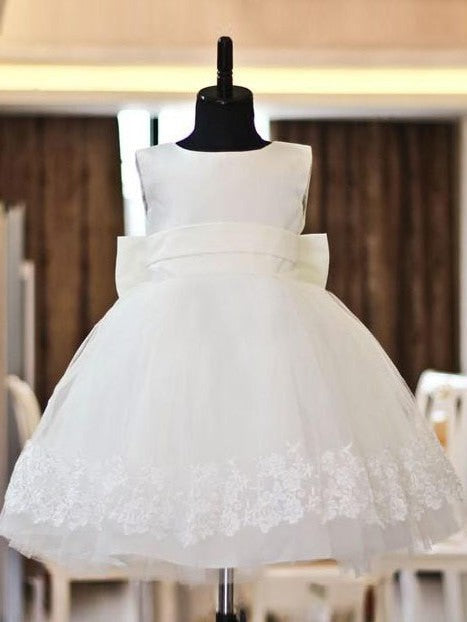 A-line/Princess Scoop Lace Sleeveless Long Organza Flower Girl Dresses DEP0007763