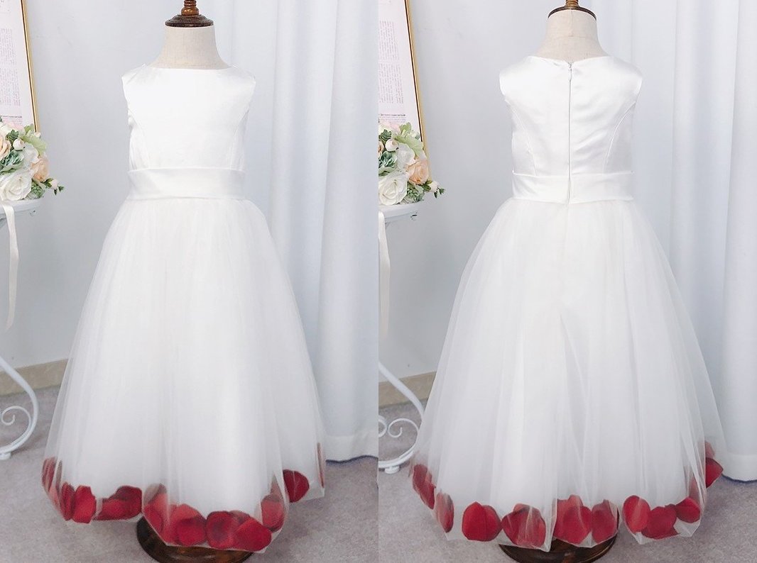 A-Line/Princess Tulle Ruffles Scoop Sleeveless Tea-Length Flower Girl Dresses DEP0007502