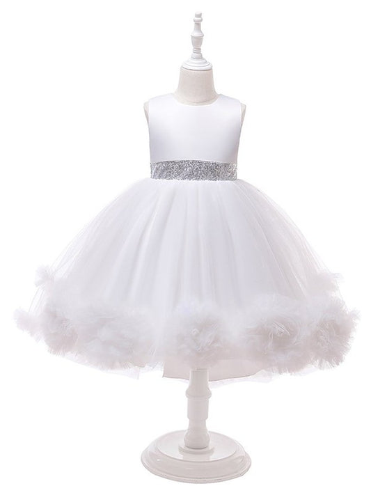 Ball Gown Tulle Ruffles Scoop Sleeveless Tea-Length Flower Girl Dresses DEP0007515