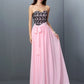 A-Line/Princess Sweetheart Lace Sleeveless Long Chiffon Dresses DEP0004309