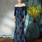 Trumpet/Mermaid Off-the-Shoulder Lace 3/4 Sleeves Long Lace Mother of the Bride Dresses DEP0007206