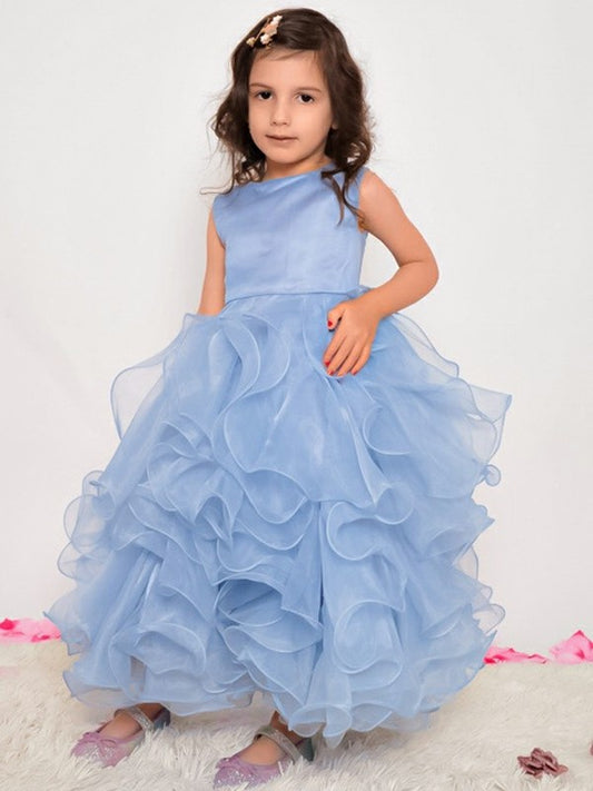 A-Line/Princess Organza Ruffles Scoop Sleeveless Ankle-Length Flower Girl Dresses DEP0009282