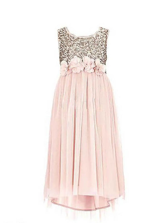 A-line/Princess Scoop Sleeveless Sequin Chiffon Floor-Length Flower Girl Dresses DEP0007608