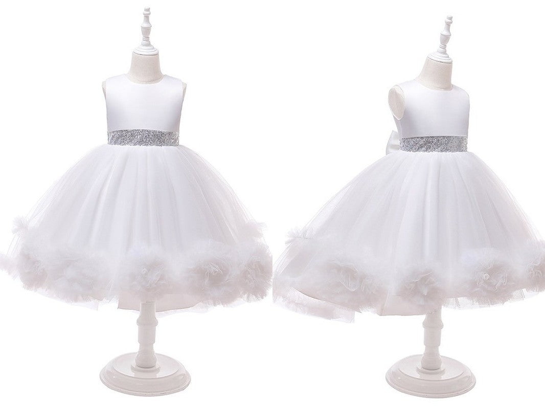 Ball Gown Tulle Ruffles Scoop Sleeveless Tea-Length Flower Girl Dresses DEP0007515