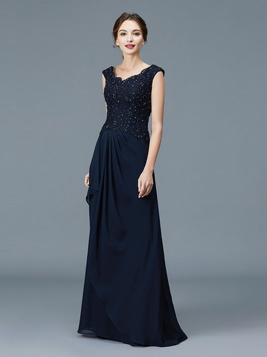 A-Line/Princess V-neck Ruffles Floor-Length Chiffon Sleeveless Mother of the Bride Dresses DEP0007258