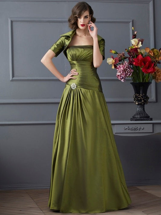 A-Line/Princess Strapless Sleeveless Beading Long Taffeta Mother of the Bride Dresses DEP0007350