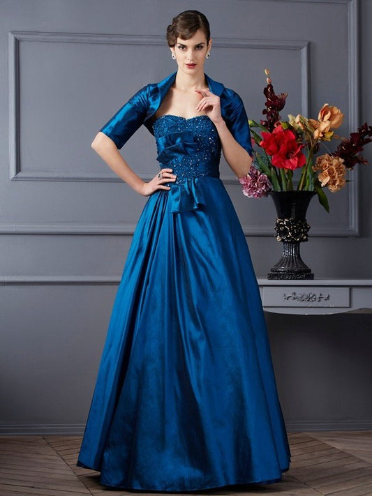 A-Line/Princess Sweetheart Sleeveless Applique Long Taffeta Mother of the Bride Dresses DEP0007448