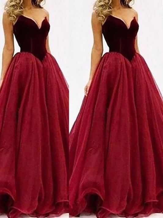 Ball Gown Sweetheart Sleeveless Tulle Floor-Length Dresses DEP0001880