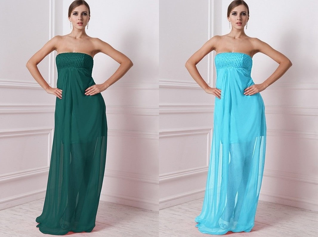 A-Line/Princess Strapless Sleeveless Beading Long Chiffon Bridesmaid Dresses DEP0005577