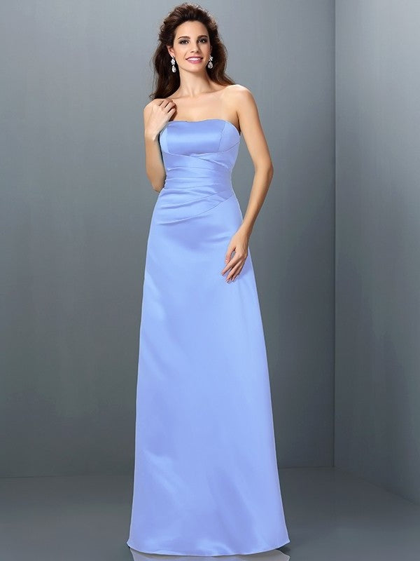 A-Line/Princess Strapless Sleeveless Long Satin Bridesmaid Dresses DEP0005704