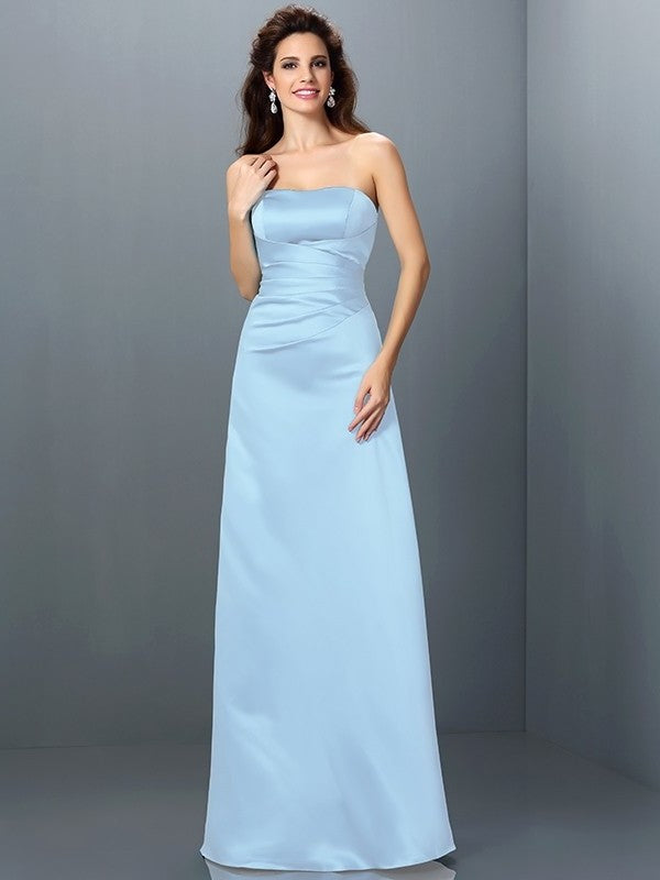 A-Line/Princess Strapless Sleeveless Long Satin Bridesmaid Dresses DEP0005704