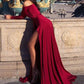 A-Line/Princess Ruched Off-the-Shoulder Long Sleeves Sweep/Brush Train Spandex Dresses DEP0002705