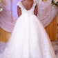 Ball Gown Organza Scoop Sleeveless Applique Floor-Length Wedding Dresses DEP0006768