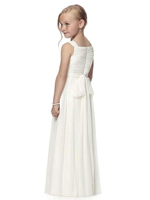 A-Line/Princess Sleeveless Straps Ruched Floor-Length Chiffon Flower Girl Dresses DEP0007611