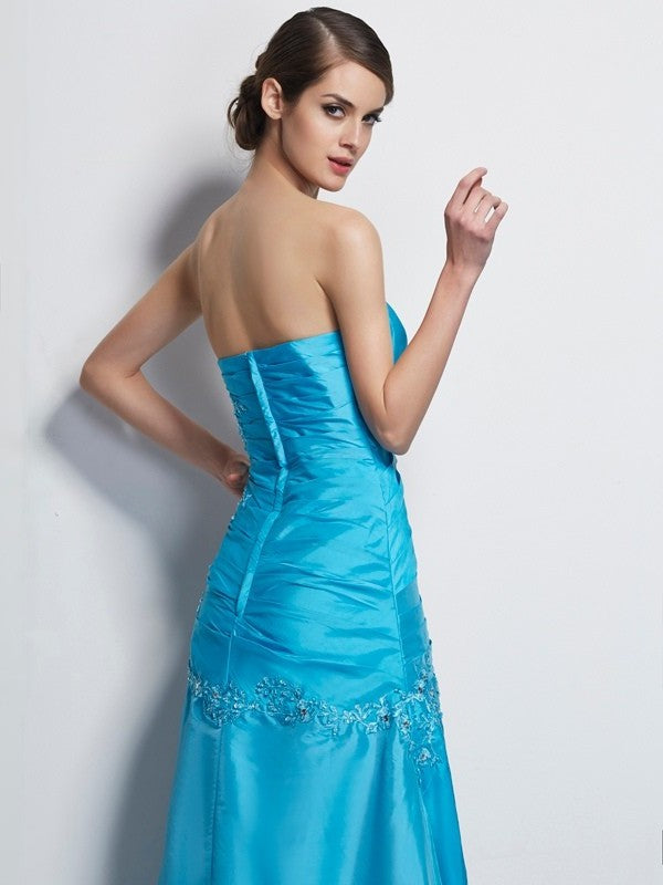 A-Line/Princess Sweetheart Sleeveless Applique Long Taffeta Mother of the Bride Dresses DEP0007451