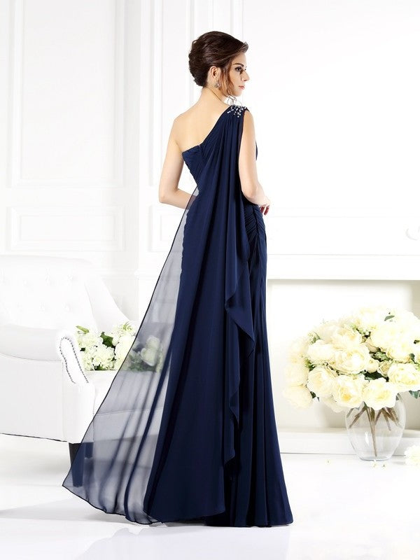 Sheath/Column One-Shoulder Sleeveless Long Chiffon Mother of the Bride Dresses DEP0007148