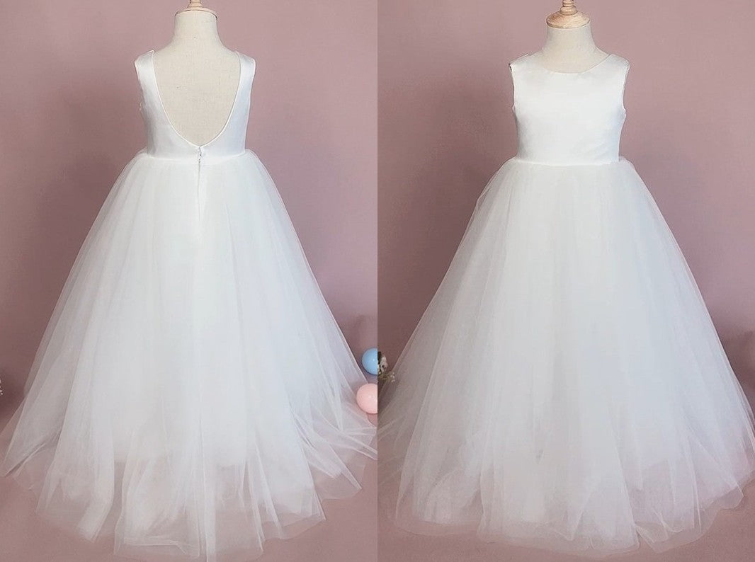 A-Line/Princess Tulle Ruffles Scoop Sleeveless Floor-Length Flower Girl Dresses DEP0007937