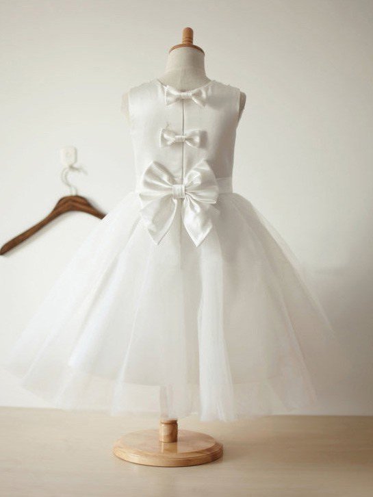 Ball Gown Jewel Sleeveless Bowknot Long Tulle Dresses DEP0007681