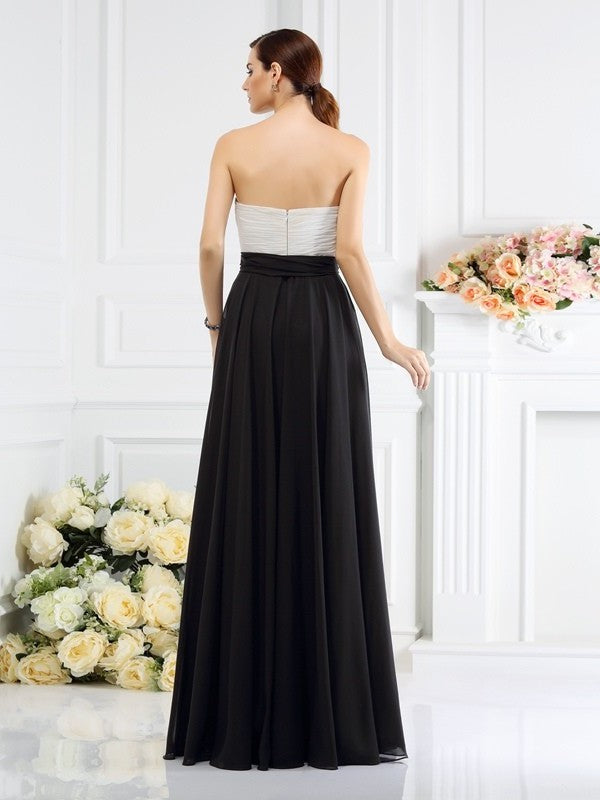 A-Line/Princess Strapless Sash/Ribbon/Belt Sleeveless Long Chiffon Bridesmaid Dresses DEP0005845