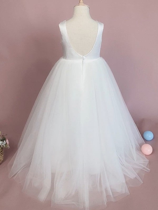 A-Line/Princess Tulle Ruffles Scoop Sleeveless Floor-Length Flower Girl Dresses DEP0007937