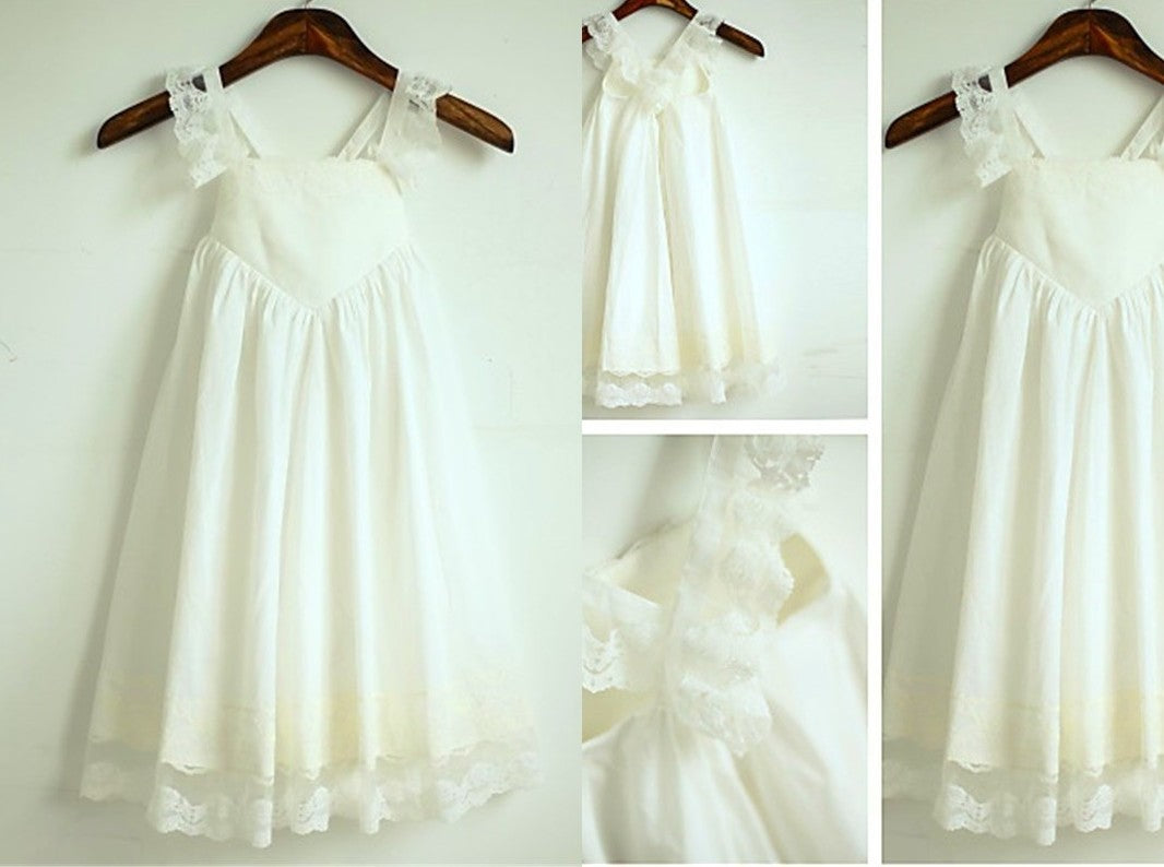 A-line/Princess Straps Sleeveless Ruffles Tea-Length Chiffon Flower Girl Dresses DEP0007620