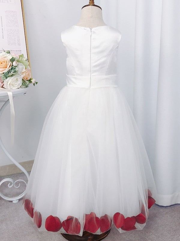 A-Line/Princess Tulle Ruffles Scoop Sleeveless Tea-Length Flower Girl Dresses DEP0007502