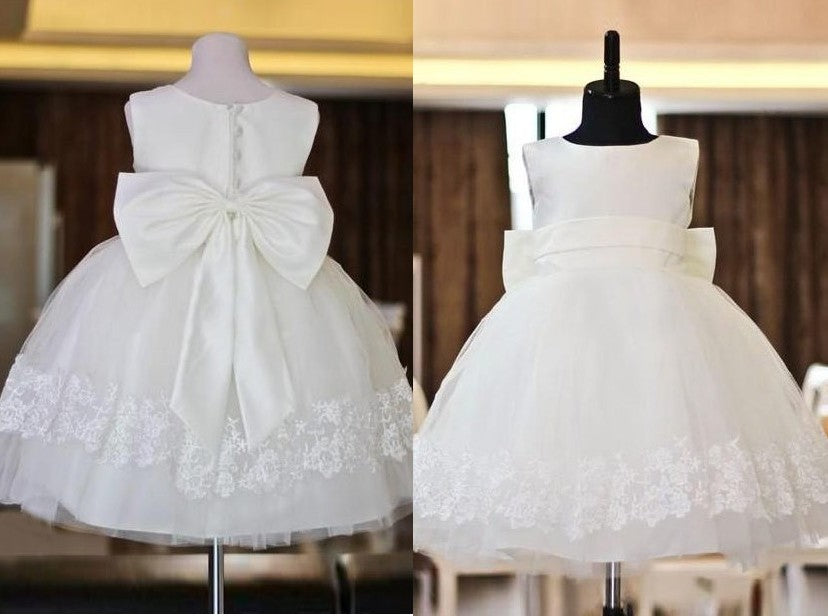 A-line/Princess Scoop Lace Sleeveless Long Organza Flower Girl Dresses DEP0007763