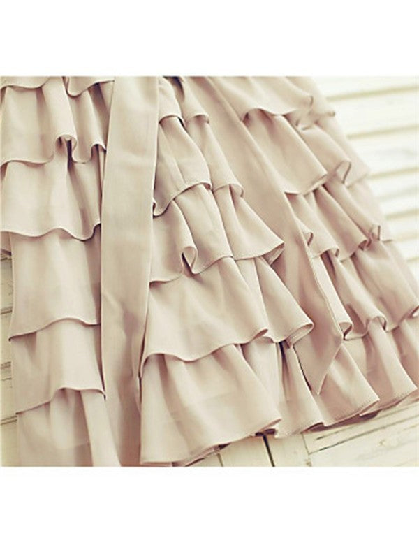 A-line/Princess Scoop Sleeveless Ruffles Tea-Length Chiffon Flower Girl Dresses DEP0007836