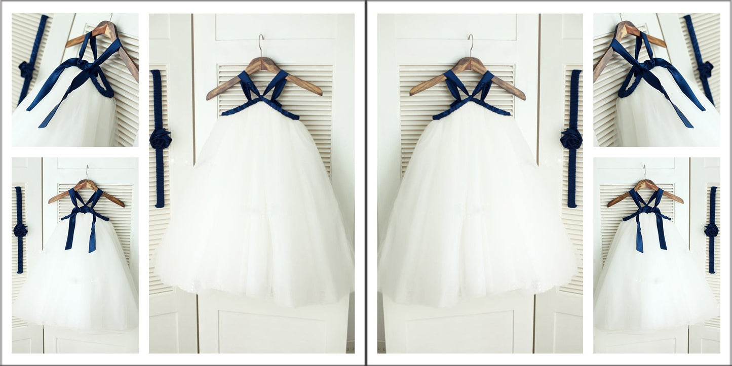 A-Line/Princess Spaghetti Straps Sleeveless Long Tulle Flower Girl Dresses DEP0007711