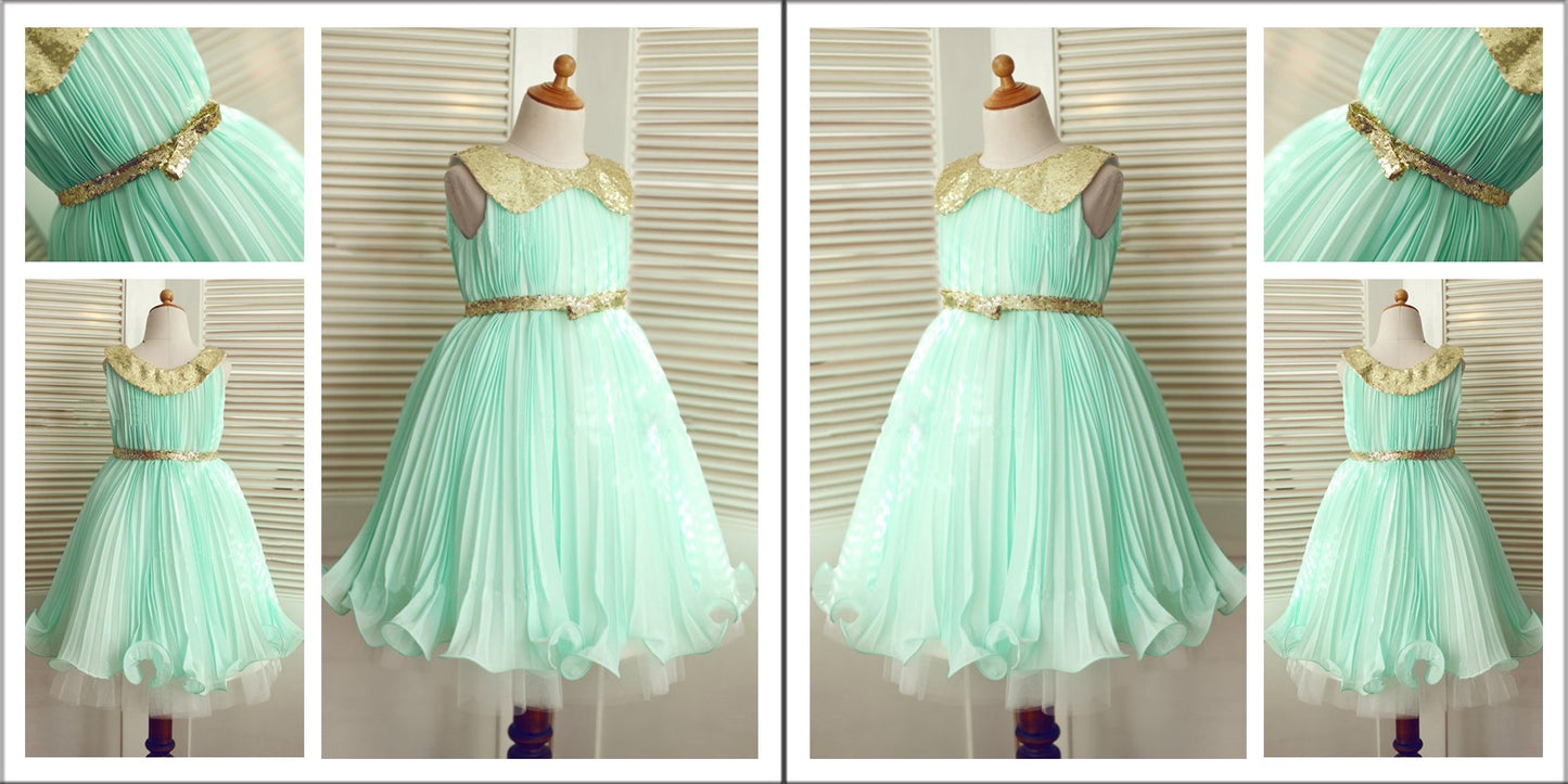 A-Line/Princess Scoop Sleeveless Sequin Long Chiffon Flower Girl Dresses DEP0007755