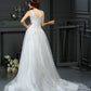 A-Line/Princess Scoop Applique Sleeveless Long Net Wedding Dresses DEP0006739
