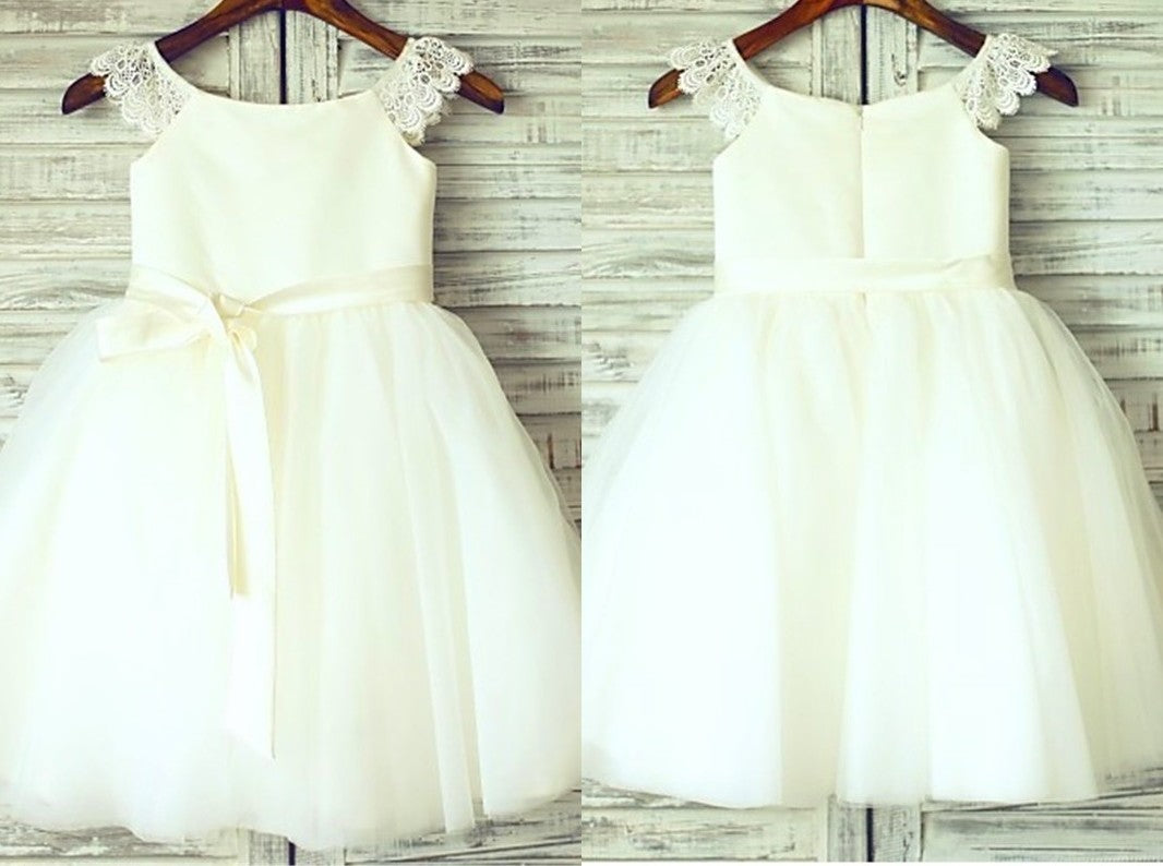 A-line/Princess Sleeveless Scoop Sash/Ribbon/Belt Knee-Length Tulle Flower Girl Dresses DEP0007645