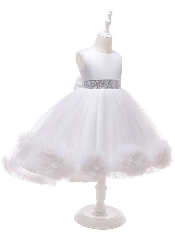 Ball Gown Tulle Ruffles Scoop Sleeveless Tea-Length Flower Girl Dresses DEP0007515