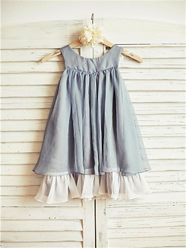 A-line/Princess Scoop Sleeveless Ruffles Tea-Length Chiffon Flower Girl Dresses DEP0007771