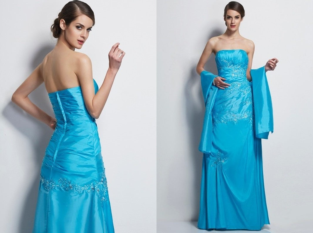 A-Line/Princess Sweetheart Sleeveless Applique Long Taffeta Mother of the Bride Dresses DEP0007451