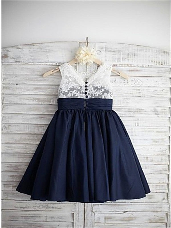 A-line/Princess Straps Sleeveless Bowknot Tea-Length Taffeta Flower Girl Dresses DEP0007587