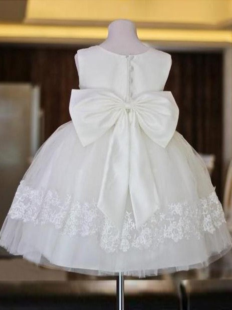 A-line/Princess Scoop Lace Sleeveless Long Organza Flower Girl Dresses DEP0007763