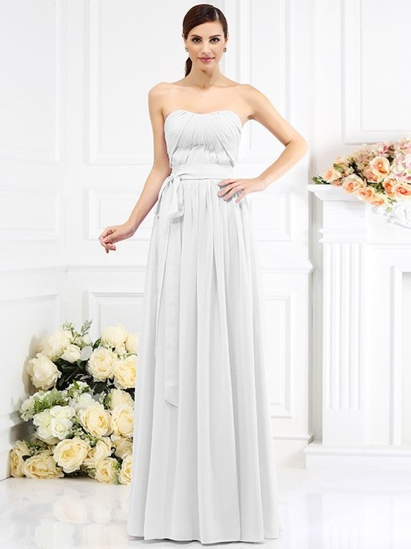 A-Line/Princess Strapless Sash/Ribbon/Belt Sleeveless Long Chiffon Bridesmaid Dresses DEP0005731