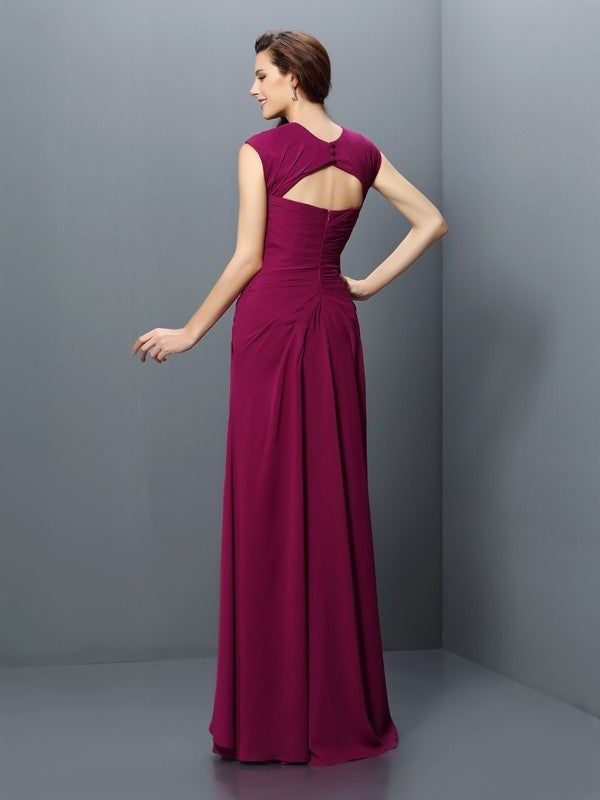 A-Line/Princess Straps Pleats Sleeveless Long Chiffon Bridesmaid Dresses DEP0005181