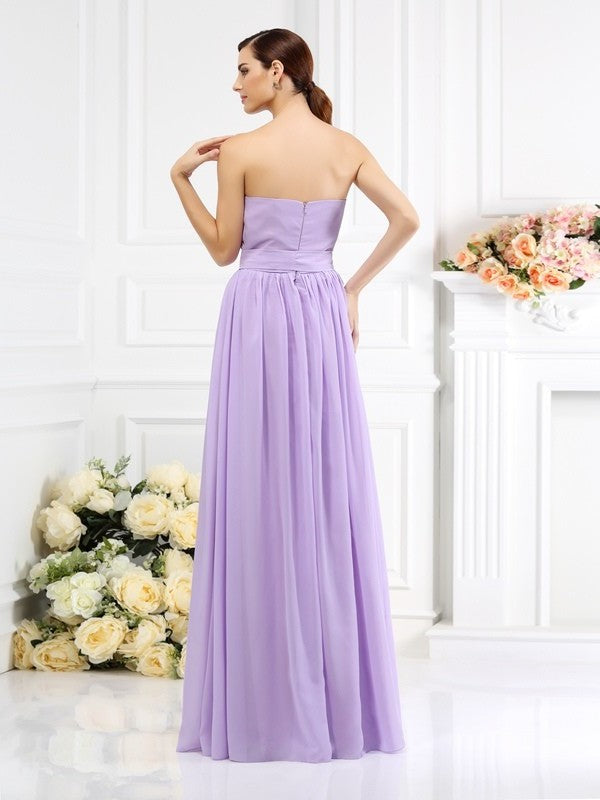 A-Line/Princess Strapless Sash/Ribbon/Belt Sleeveless Long Chiffon Bridesmaid Dresses DEP0005731