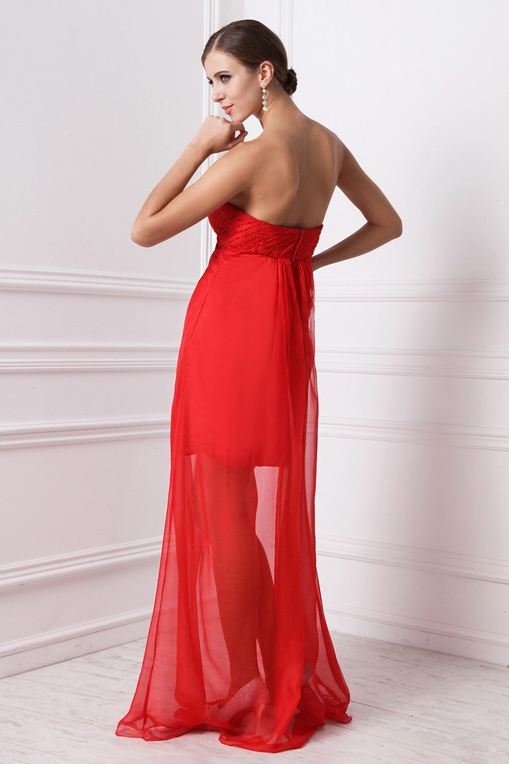 A-Line/Princess Strapless Sleeveless Beading Long Chiffon Bridesmaid Dresses DEP0005577