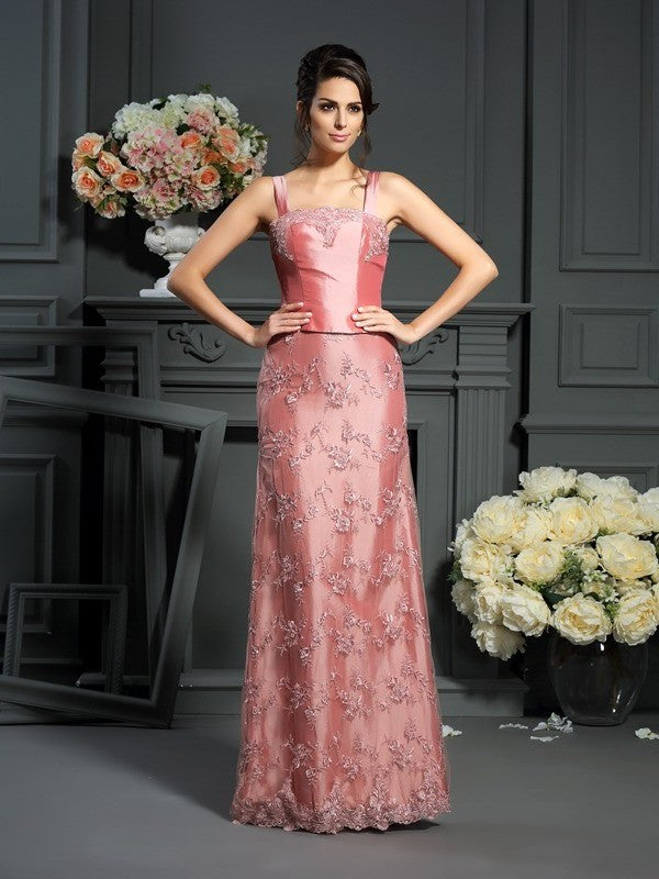 A-Line/Princess Straps Lace Sleeveless Long Taffeta Mother of the Bride Dresses DEP0007329