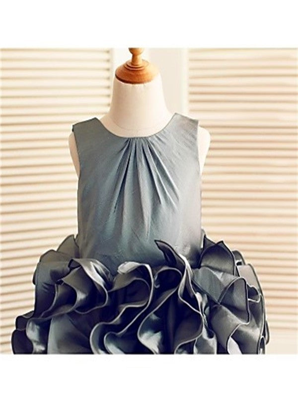 Ball Gown Sleeveless Straps Ruffles Tea-Length Tulle Flower Girl Dresses DEP0007731