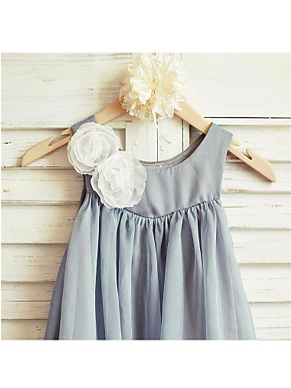 A-line/Princess Scoop Sleeveless Ruffles Tea-Length Chiffon Flower Girl Dresses DEP0007771