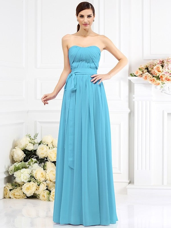 A-Line/Princess Strapless Sash/Ribbon/Belt Sleeveless Long Chiffon Bridesmaid Dresses DEP0005731