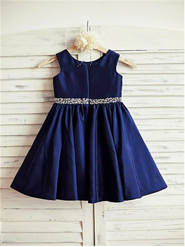 A-line/Princess Scoop Sleeveless Rhinestone Tea-Length Taffeta Flower Girl Dresses DEP0007679